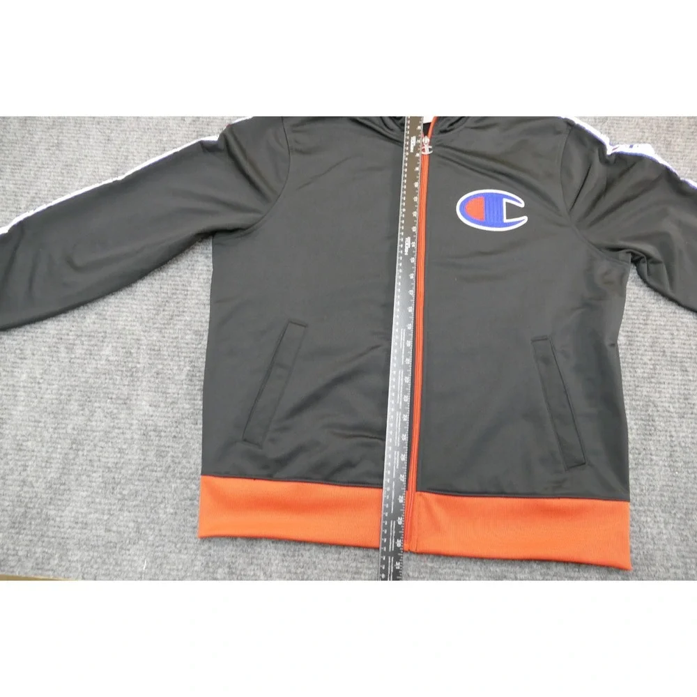 Champion vintage zip up jacket black with red accents size large with embroidery